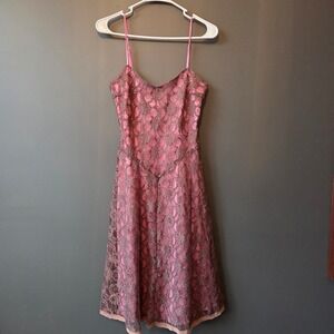 Vintage Betsey Johnson Lace Overlay Slip Dress A Line Midi Size 2 Coquette Fairy